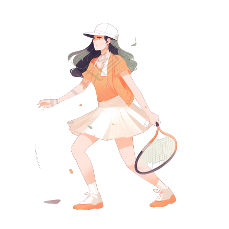 网球女孩插画素材
