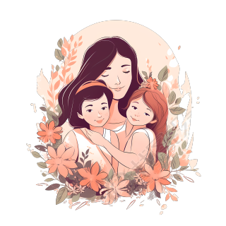 母亲节母亲和孩子幸福向量插画
