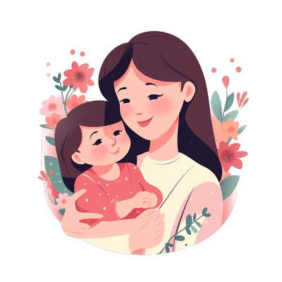 母亲节插画设计-母子幸福
