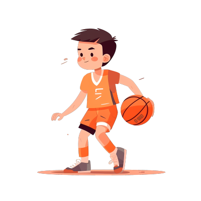 白底扁平篮球运动员插画设计