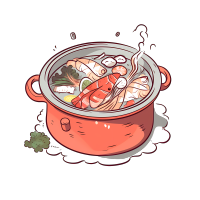 清新白底热气腾腾的火锅插画设计