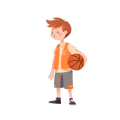 白色背景篮球男孩插画设计