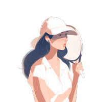 网球少女插画素材