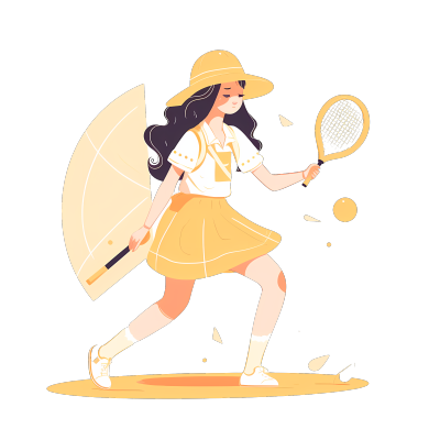 网球女孩插画素材