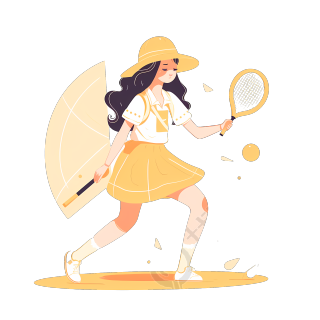 网球女孩插画素材