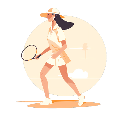 网球女孩插画设计素材