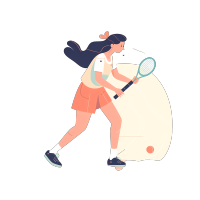正在打网球的少女插画素材