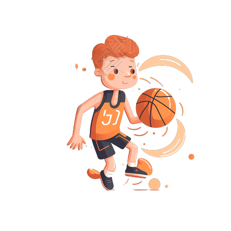 篮球男孩-扁平插图PNG素材