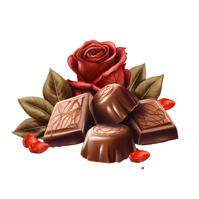 巧克力玫瑰插画设计