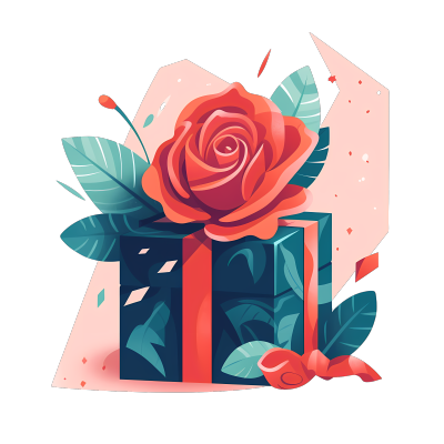 创意设计高清PNG图形素材-玫瑰与礼盒