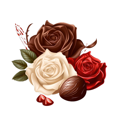 巧克力玫瑰插画设计
