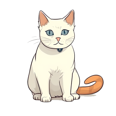 白色蓝眼精致猫咪插画素材