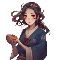 海边双马尾插画素材