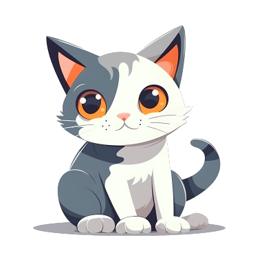 灰白可爱大眼睛猫咪宠物卡通插画