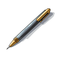 金属质感高级钢笔高清插画素材