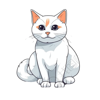 白色可爱胖猫咪图形素材