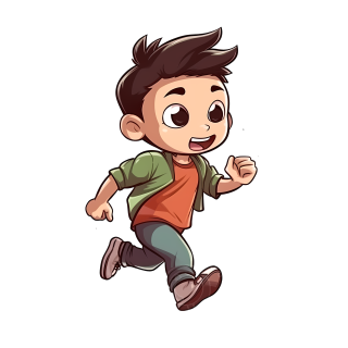 奔跑的男孩插画设计
