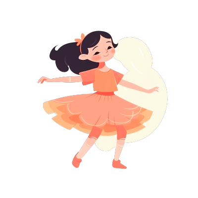 白色背景下的芭蕾舞蹈小女孩扁平插图