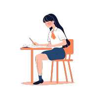 高清透明背景女生考试插画