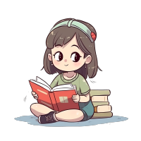 古灵精怪的小女孩看绘本素材
