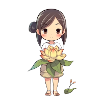 捧着黄色莲花的可爱小女孩图片