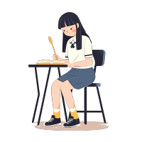 女孩考试插画设计元素