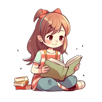 清新白底阅读学习的女孩插画设计