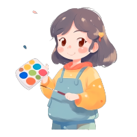 可爱的画画的短发小女孩