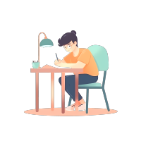 考试男孩白底平面插画