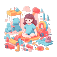 小女孩的玩具乐园PNG素材