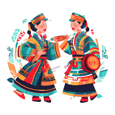 壮族三月三传统节日民族歌舞插画