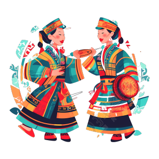 壮族三月三传统节日民族歌舞插画