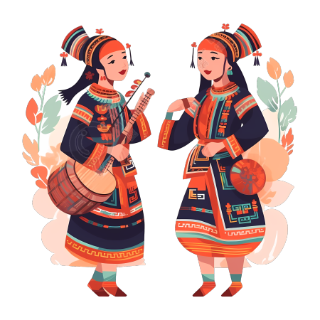 壮族三月三传统节日民族特色歌舞插画