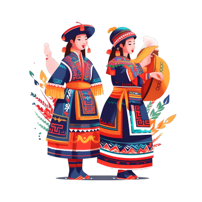 三月三壮族传统节日民族歌舞插画设计