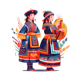 三月三壮族传统节日民族歌舞插画设计