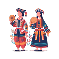 三月三壮族男女载歌载舞插画