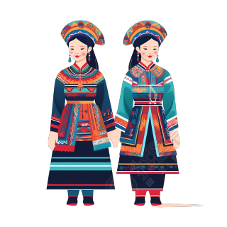 壮族风情传统服饰插画