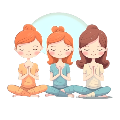 三个清新可爱的女孩瑜伽插画图片