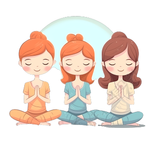 三个清新可爱的女孩瑜伽插画图片