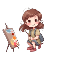 可爱小女孩画板上画画图片