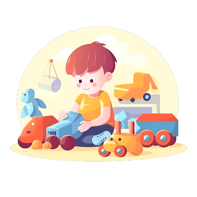 小男孩儿童房玩骑车玩具图形素材