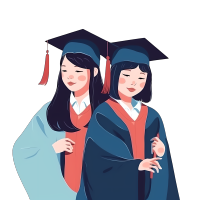 顺利结业的女大学生插画设计素材
