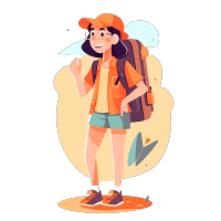 海边度假的可爱女生白底插画设计