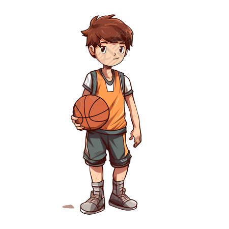 抱着篮球的高中生插画设计