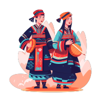 壮族3月3日传统节日表演插画