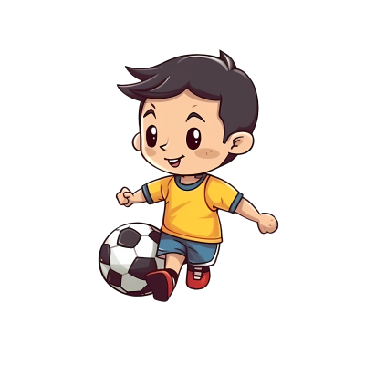 正在赛场上踢足球的小男孩素材