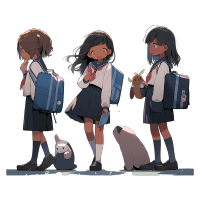 高清透明上学的小女生PNG素材