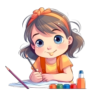 可爱乖巧大眼少女画画图片