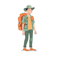 亚洲男子旅行插画素材