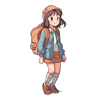 可商用高清背包女孩PNG素材